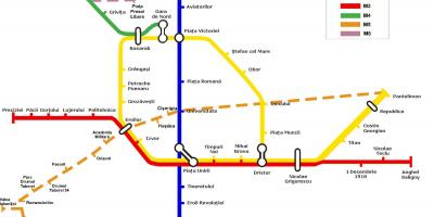 Mappa della metropolitana di bucarest, romania
