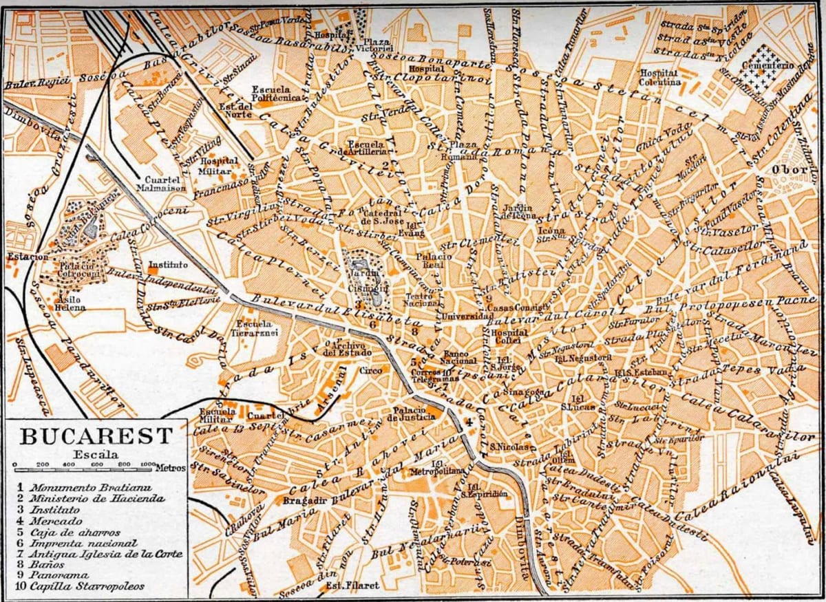 la città vecchia di bucarest mappa