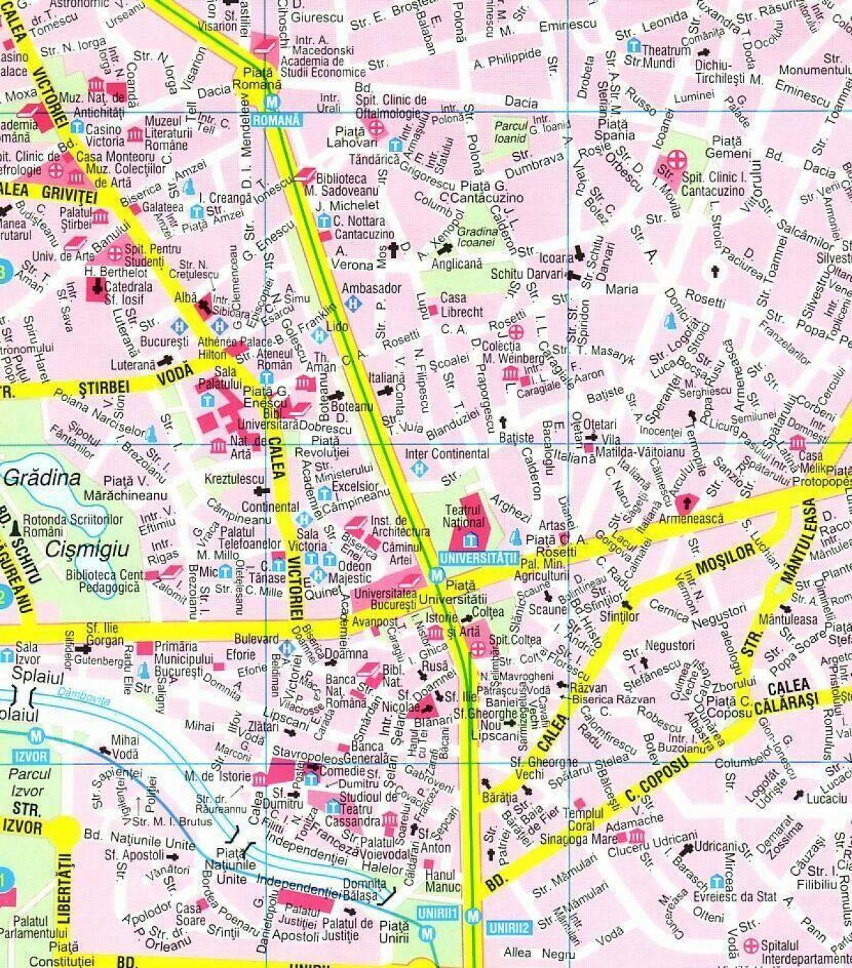 mappa di centro città di bucarest