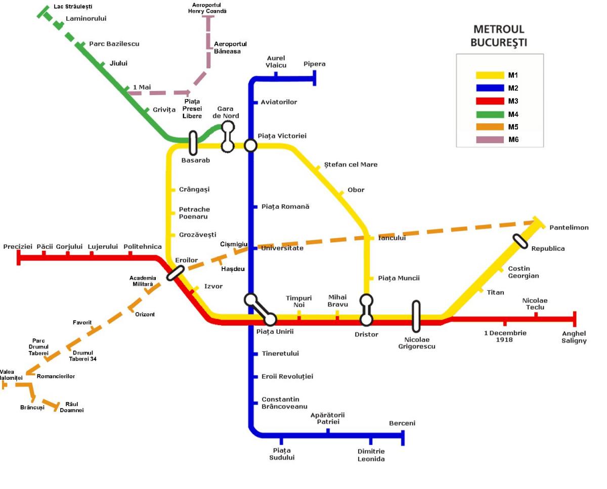 mappa della metropolitana di bucarest, romania